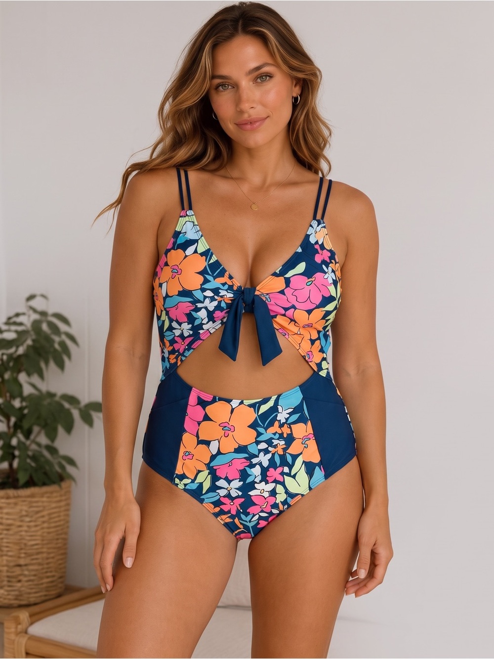 NANI Floral Cutout One Piece Swimsuit